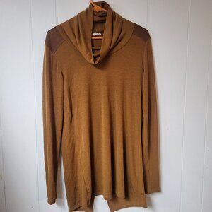 Women's onetheland Tan Size L Cowl Neck Tunic Top